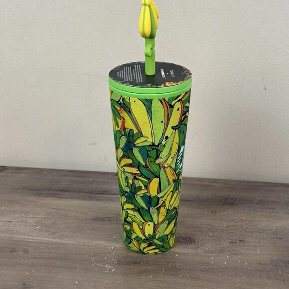 Farm Rio X Starbucks Board Banana Tumbler Cold Cup 24 oz & Tumbler Key Chain - Picture 6 of 16